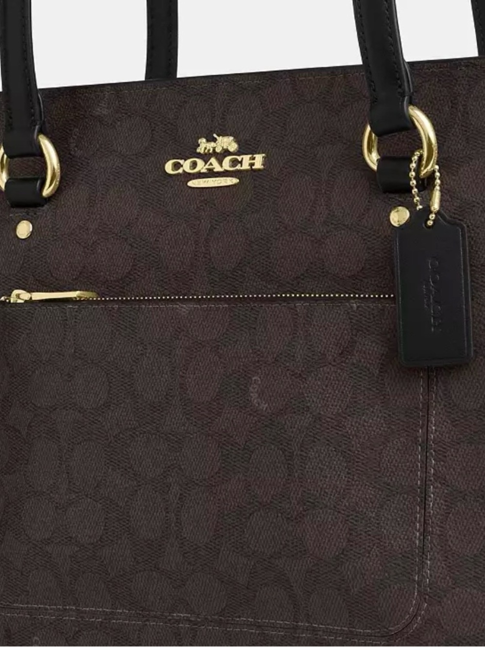 Coach Station Tote Bag In Signature Canvas - Gold/Walnut/Black - Picture 9 of 9